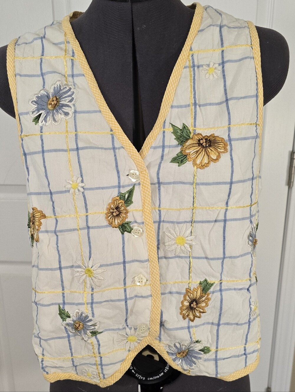 VTG Flower Yellow Gingham Vest Top